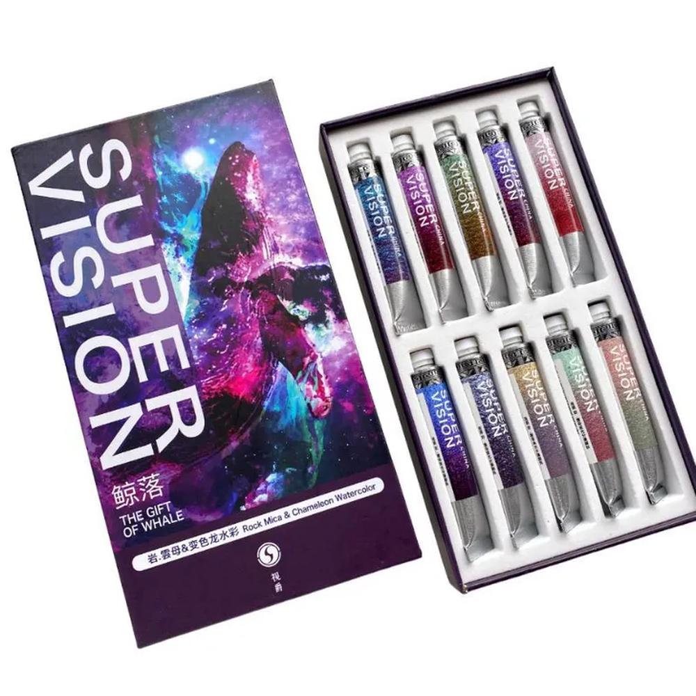 SUPERVISION rock - mica layered Acuarelas en tubo 8ml - Set THE GIFT OF WHALE x10 Multicolor