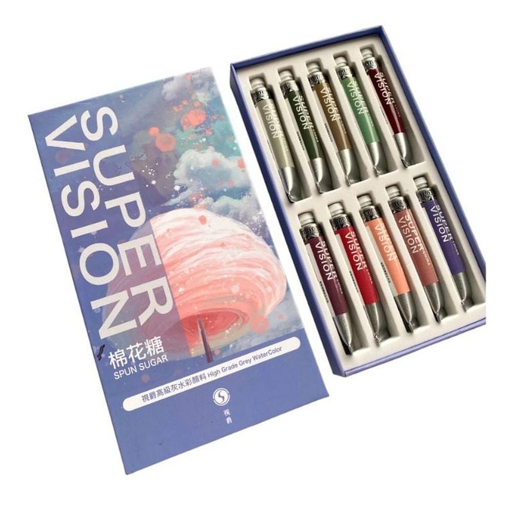 SUPERVISION HIGH GRADE GREY WATERCOLOR Acuarelas en tubo 8ml - Set SPUN SUGAR x10 Multicolor