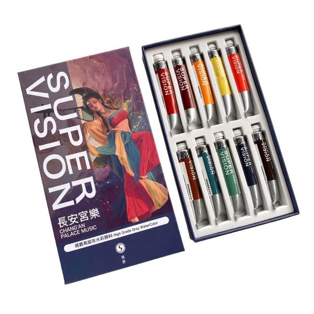 SUPERVISION HIGH GRADE GREY WATERCOLOR Acuarelas en tubo 8ml - Set CHANGAN PALACE MUSIC x10 Multicolor