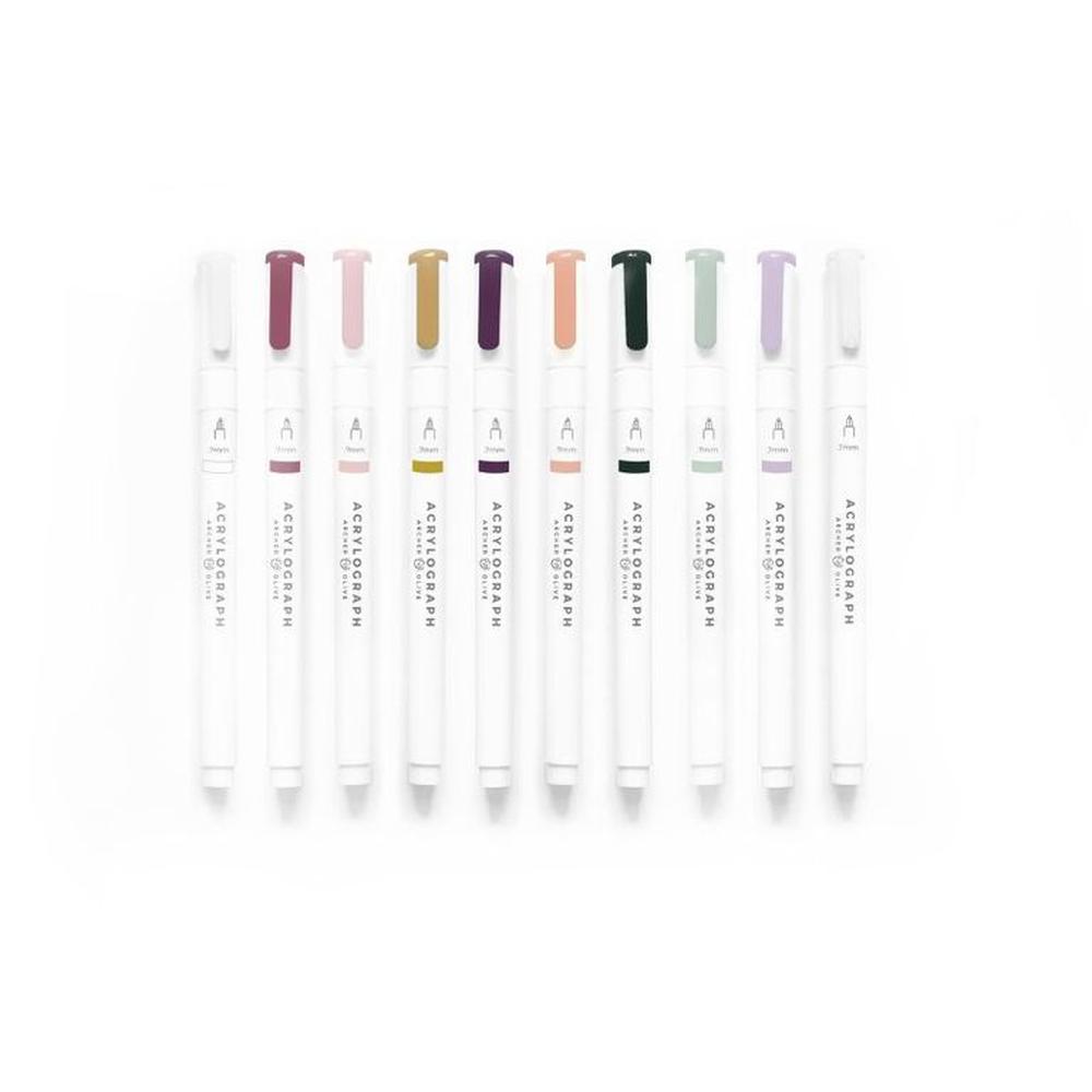 Archer & Olive - Acrylograph Pens - Warm Fall - Punta 3.0 mm Multicolor