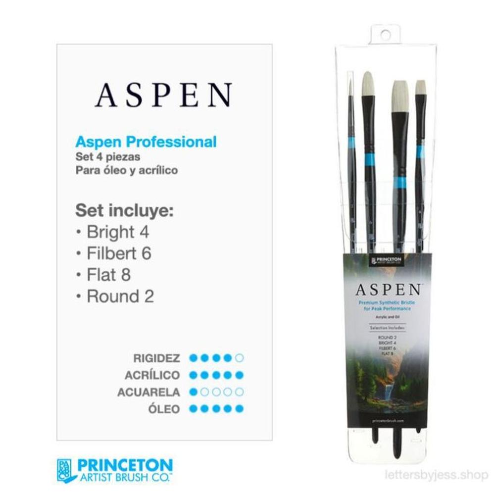 Pincel Princeton ASPEN - SET 4 PIEZAS Multicolor