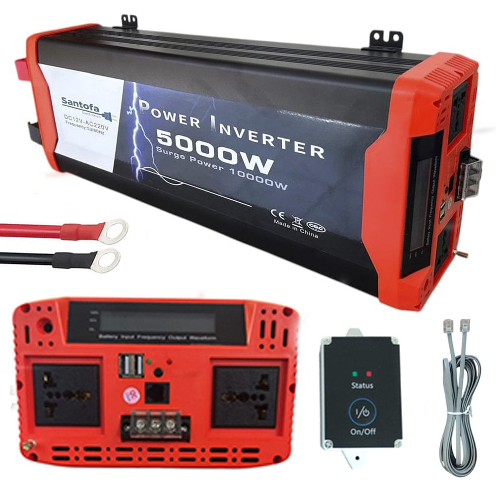 Inversor de Corriente 12v a 220v 5000w 2 usb 2 sockets Onda Pura