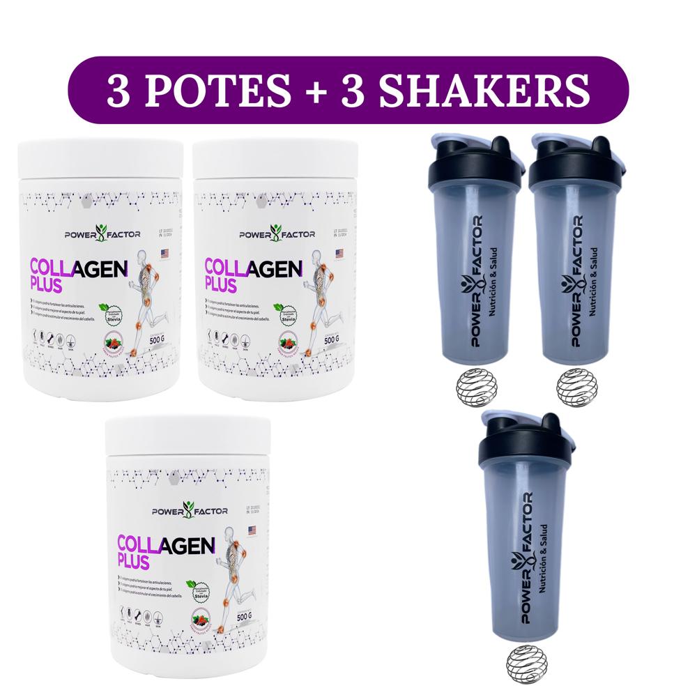 COLÁGENO COLLAGEN PLUS PACK 3 UNIDADES Y 3 SHAKERS