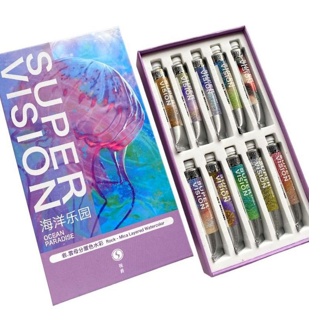 SUPERVISION rock - mica layered Acuarelas en tubo 8ml - Set OCEAN PARADISE x10 Multicolor