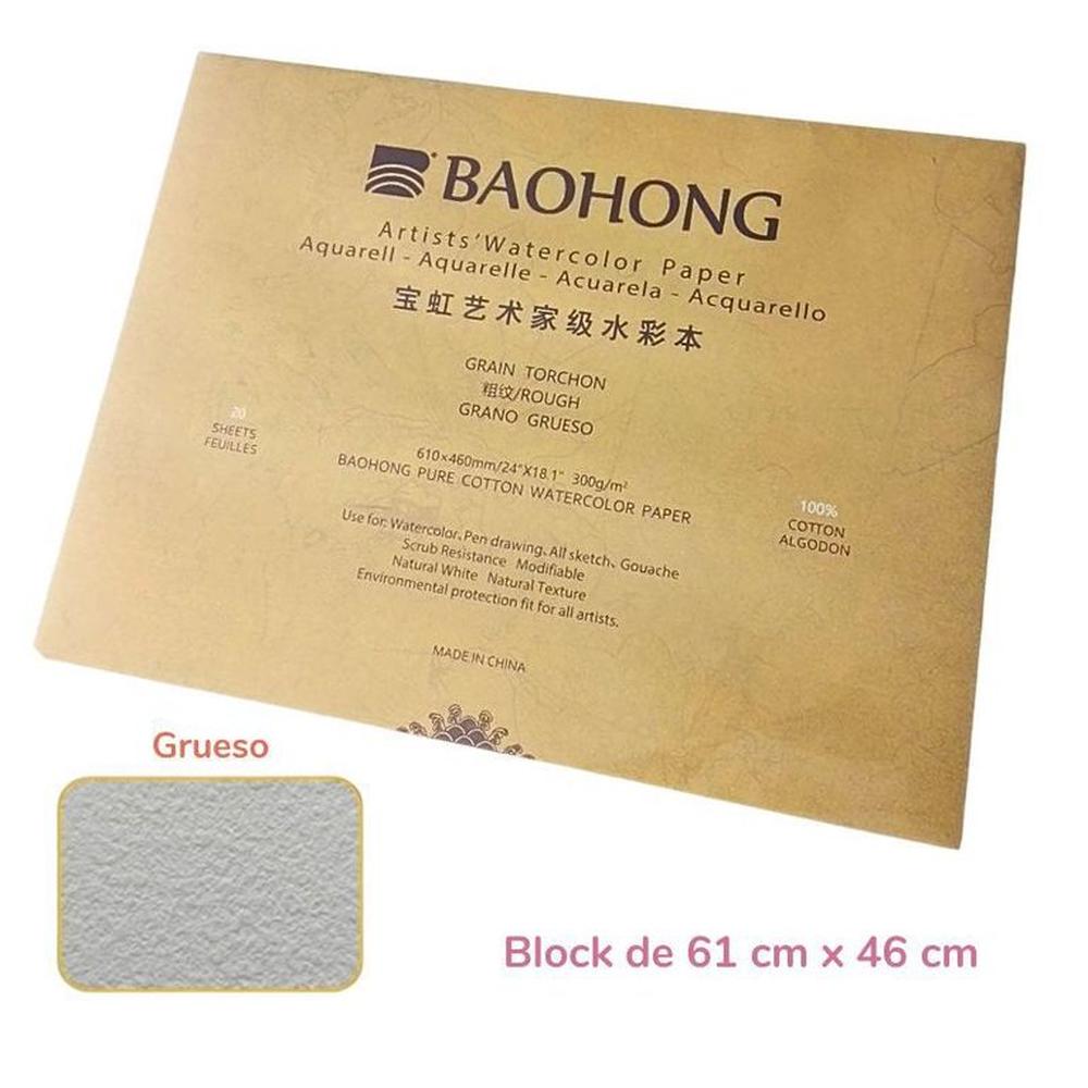 Baohong Papel de acuarela - ARTIST - Grano Grueso - 61 cm x 46 cm Blanco
