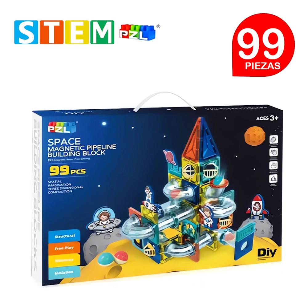 Bloques Magnéticos Didácticos STEM PZL ESPACIAL Caja 99 Piezas