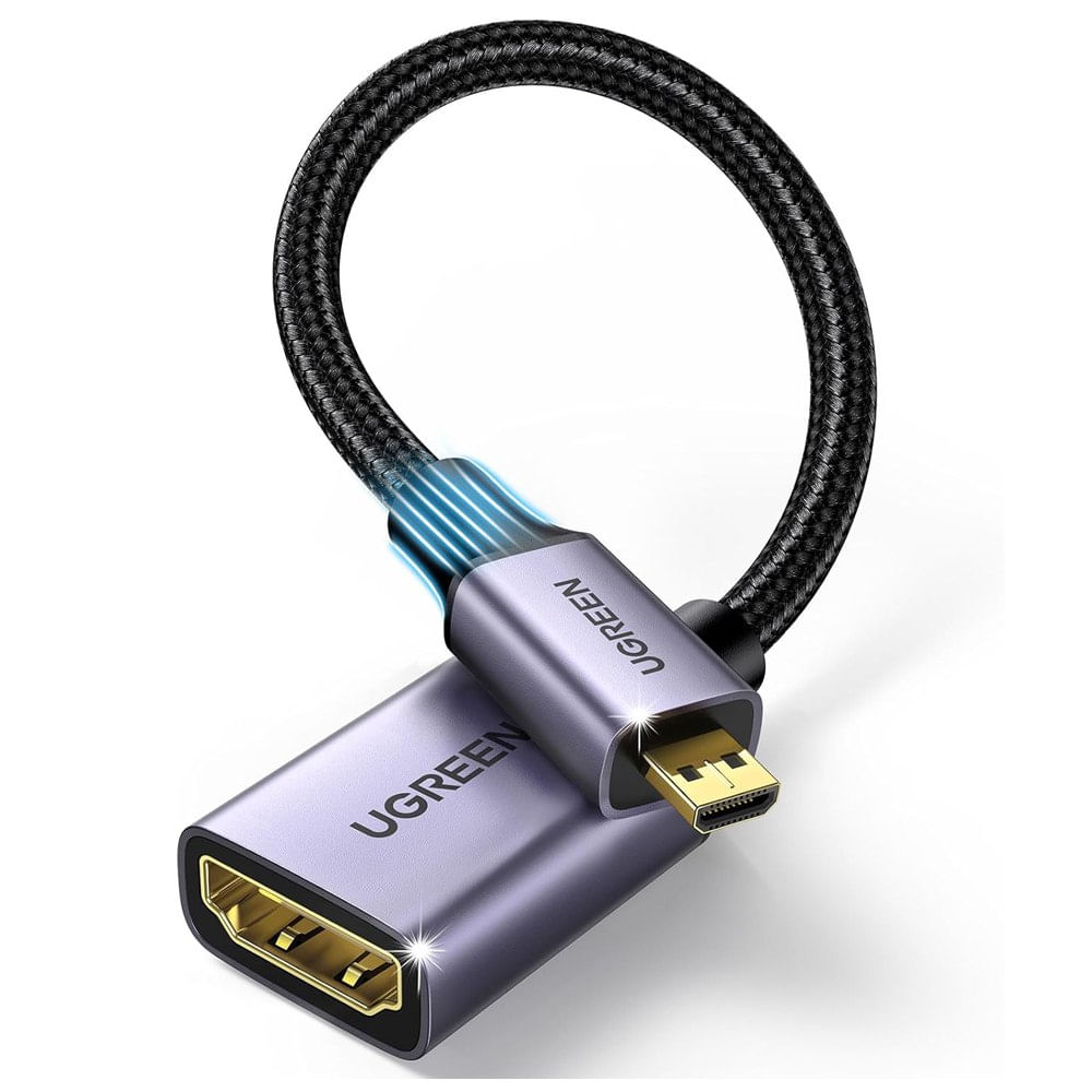 Convertidor Micro HDMI Macho a HDMI Hembra UGREEN 4K 2.0 60hz 3D 60Hz
