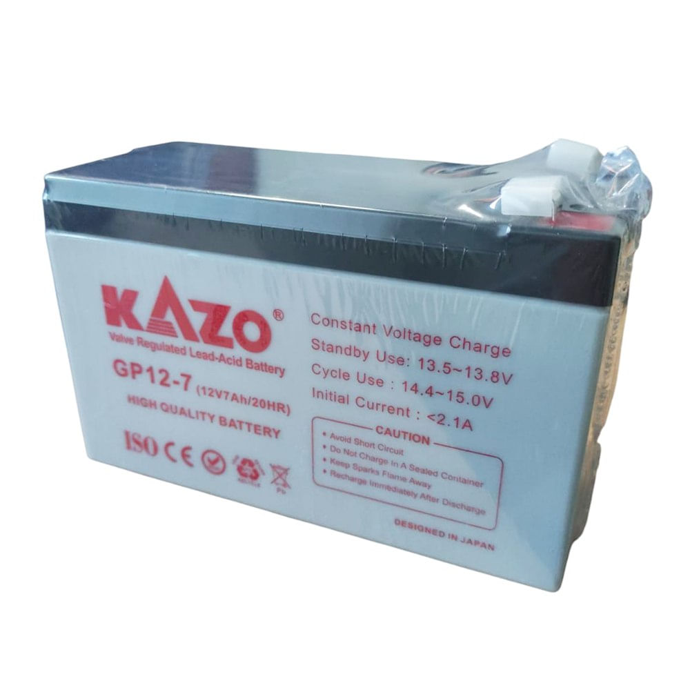 Batería Seca 12v 7ah 20hr Gp12-7 Kazo Recargable Alarma Ups