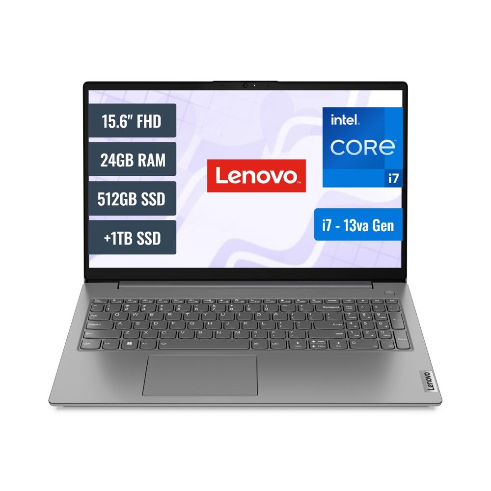 Laptop Lenovo V15 Intel Core i7 1355U 24GB RAM 512GB SSD M.2 y 1TB SSD 15.6 FHD 83A100ERLM241TB
