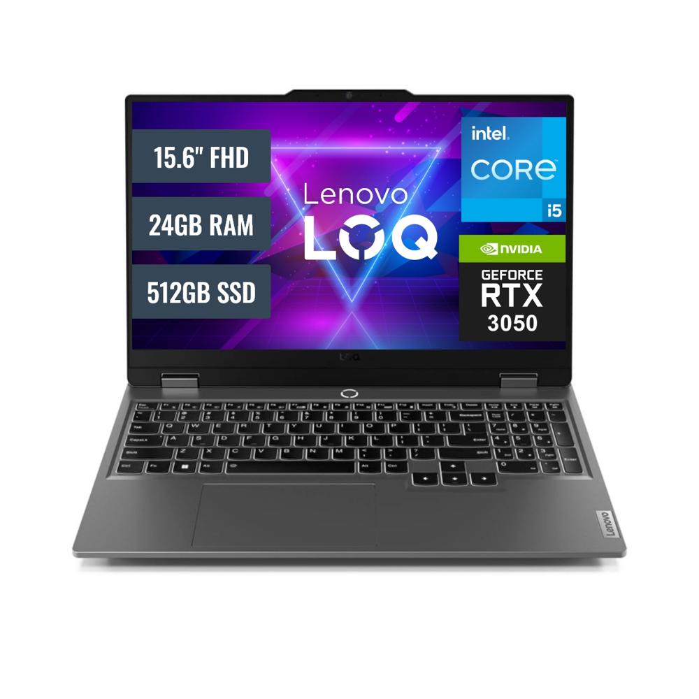 Laptop Lenovo LOQ 15IAX9 Intel Core i5 24GB RAM 512GB SSD 6GB RTX 3050 15.6 FHD FeeDOS 83GS00EQLM