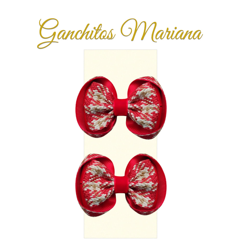 Par de Ganchitos modelo Mariana color rojo - Creaciones Karito