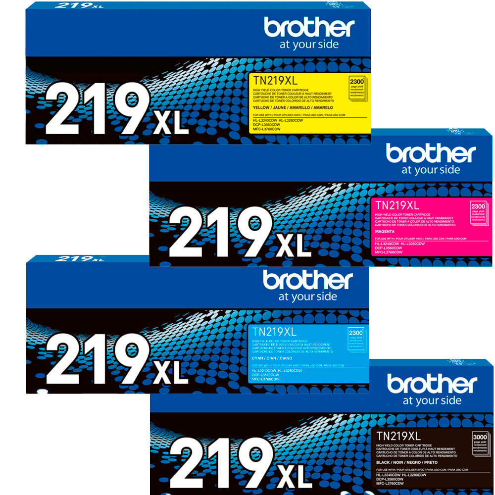 Kit de Tóner Brother TN-219XL Original Negro Cian Magenta y Amarillo