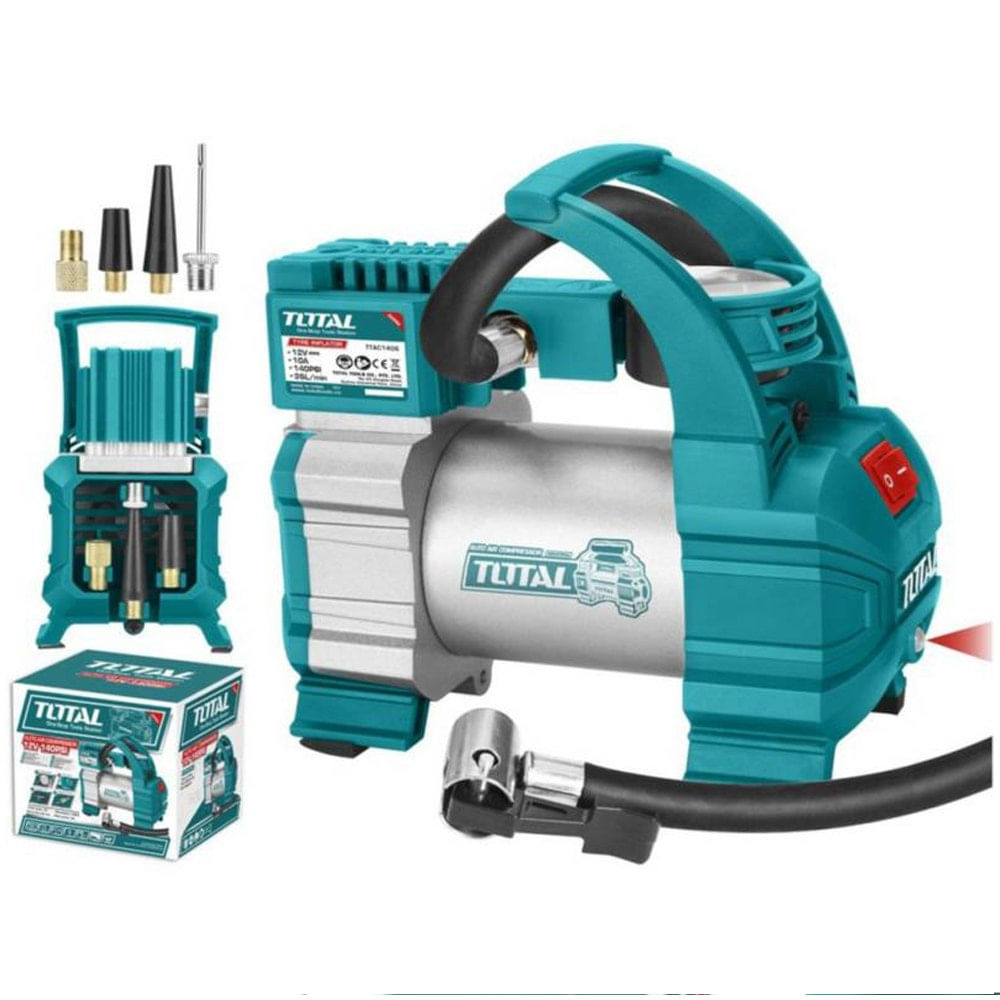 Mini Compresor de Aire para Auto TOTAL 12V 140 PSI Inflador