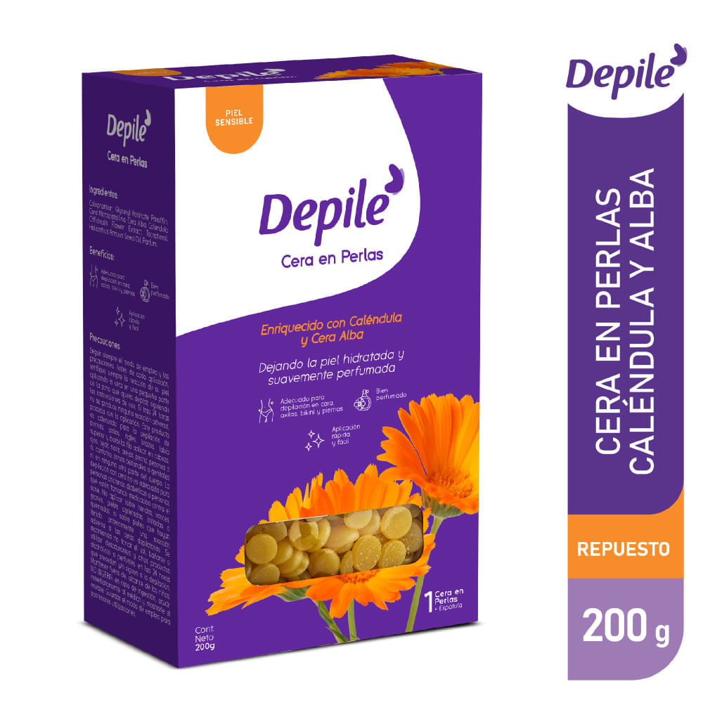 Cera Depilatoria DEPILÉ Perlas Caléndula Alba Caja 200g Cera Depilatoria DEPILÉ Perlas Caléndula Alba Caja 200g