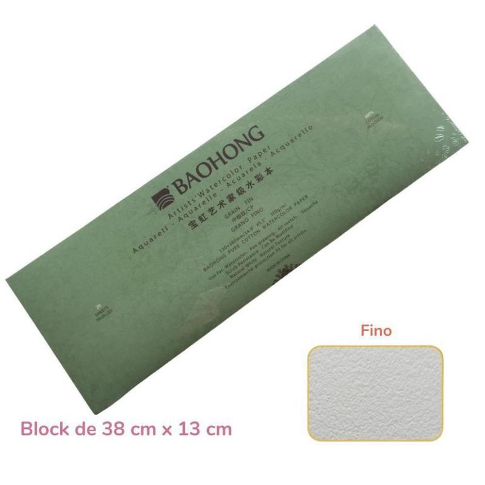Baohong Papel de acuarela - ARTIST - Grano Fino - 38 cm x 13 cm Blanco