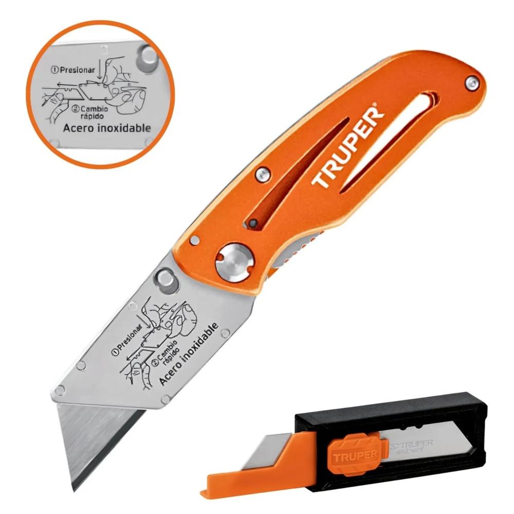 Navaja Abatible 6 Cuerpo de Aluminio y Acero Inox 101101 Truper