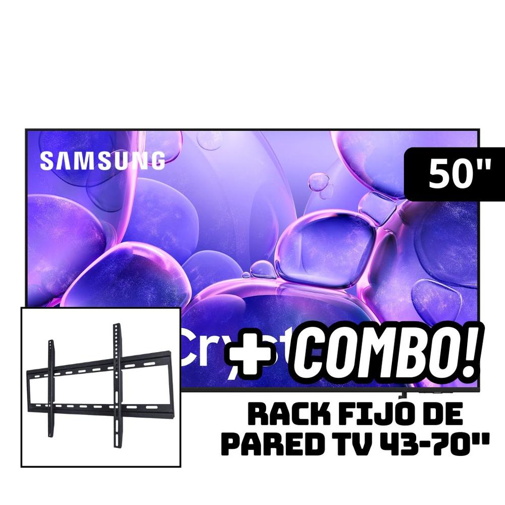 TELEVISOR SAMSUNG 50 SMART TV TIZEN OS 4K CRYSTAL UHD LED 2025 - UN50U8000FGXPE + RACK FIJO