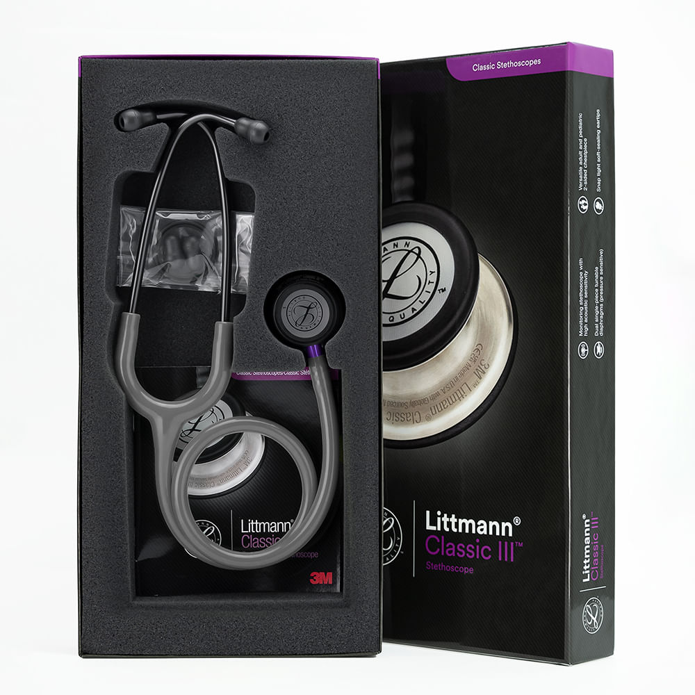 Estetoscopio LITTMANN Classic III Smoke Chestpiece Gris Vástago Violeta 5873