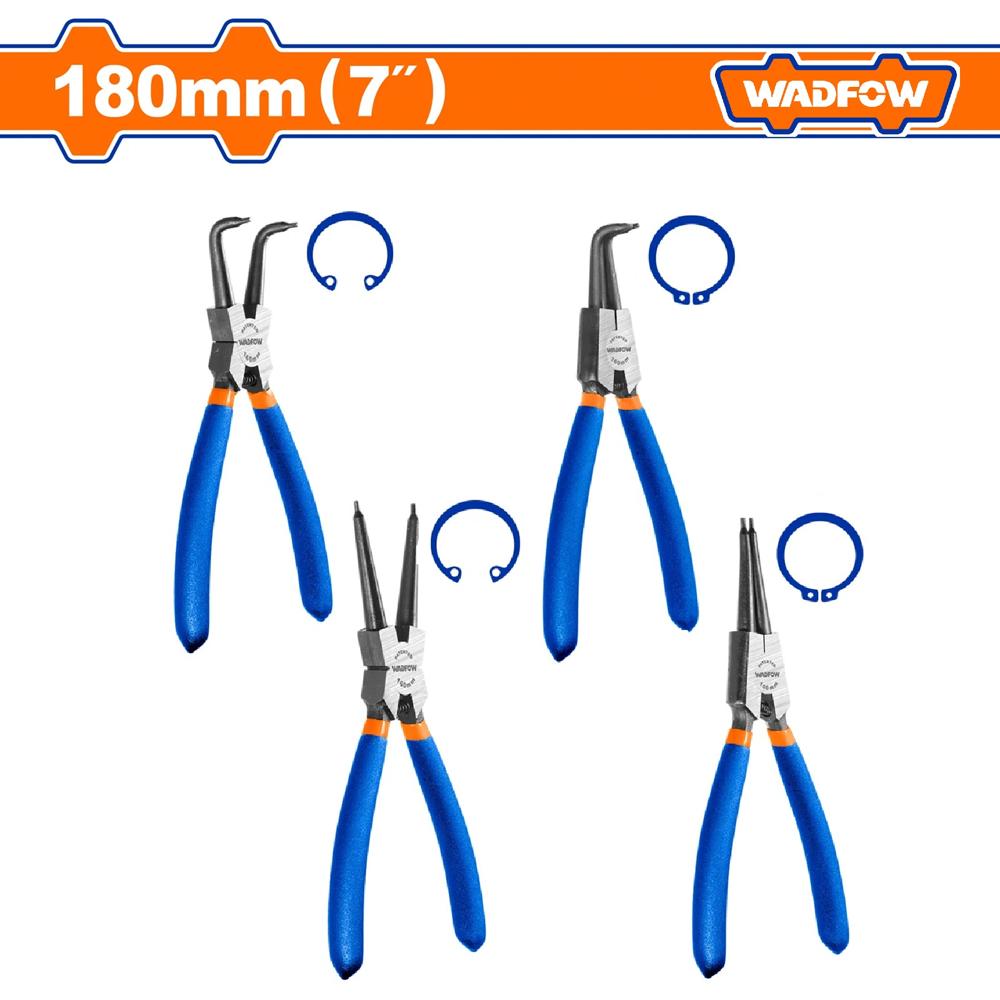 Juego de 4 Alicates 7 pulgadas Saca Seguros Circlip para Anillos de Retención Wadfow WPS2604