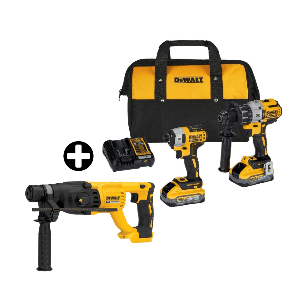 COMBO Taladro 1/2" 20V + Atornillador Dck299h2 Dewalt + Rotomartillo SDS Plus 20V Modelo DCH133B Dewalt