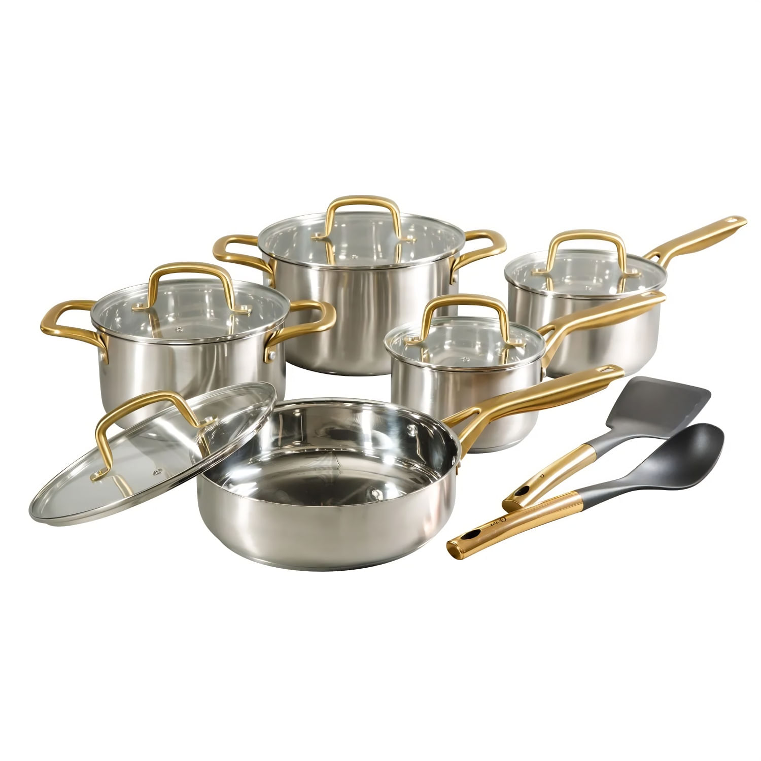 Juego De Ollas Acero 12 Piezas Davinelle Plateado