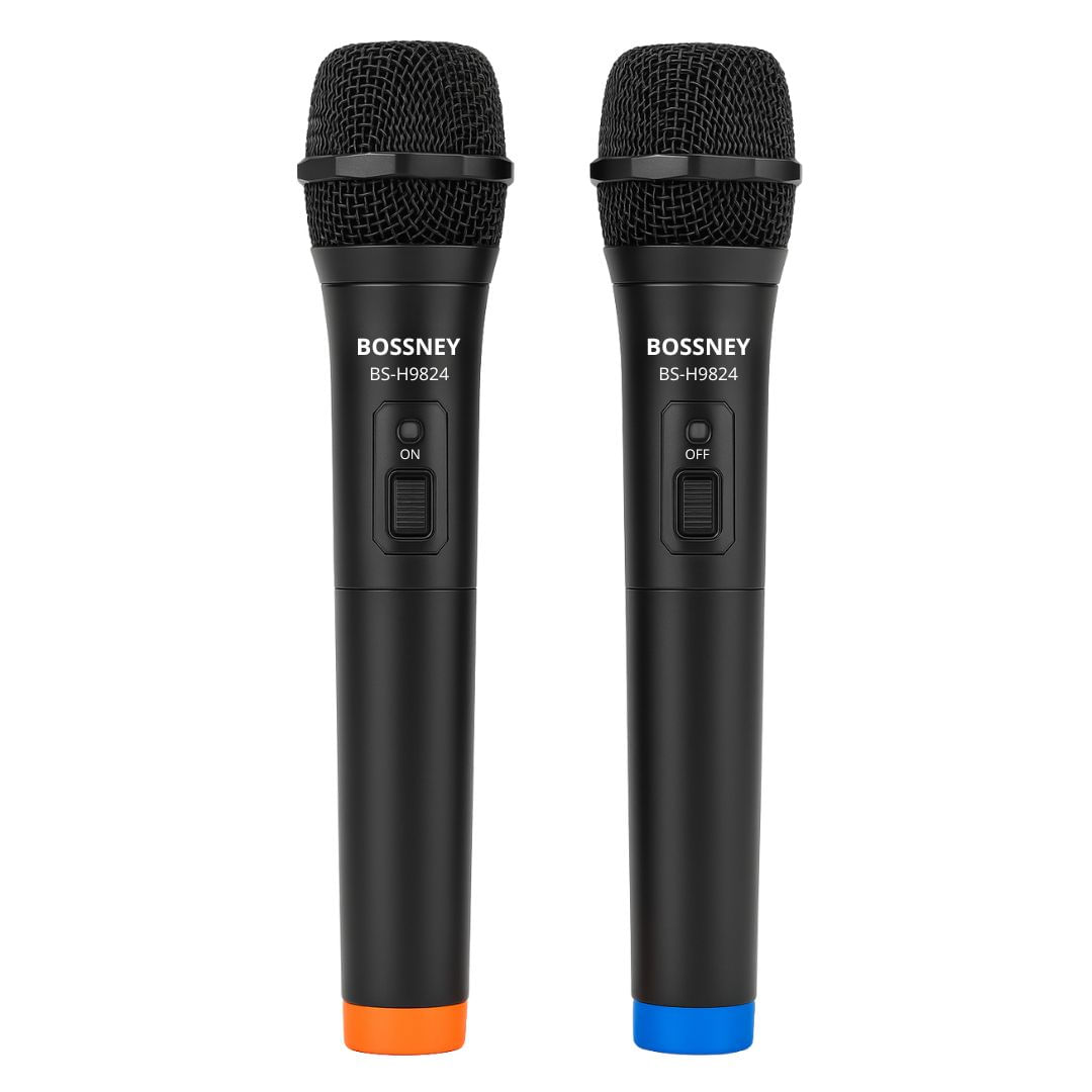Micrófonos Inalámbricos UHF Profesionales Bossney Doble Pack con Receptor y Sonido Nítido BS-H9824