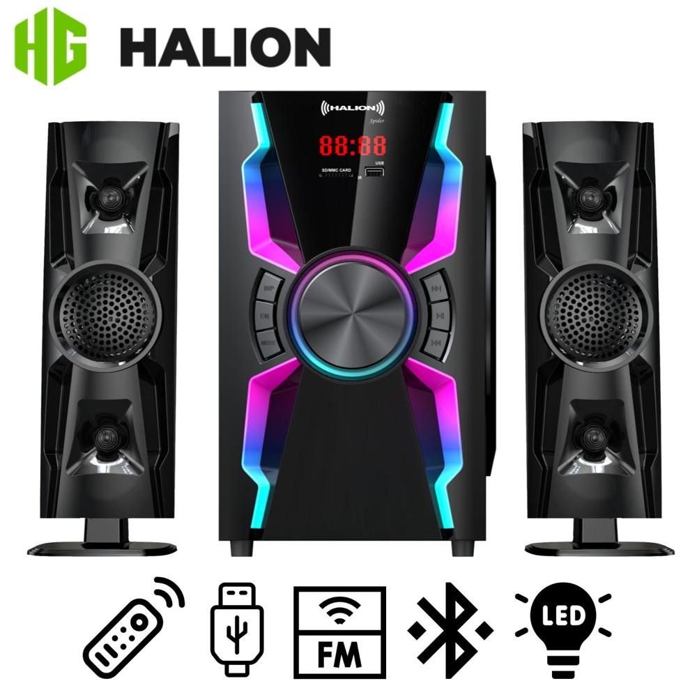 Parlante Halion HA-F55 Spider 2.1 Bluetooth con Subwoofer 6,5? y Luces LED