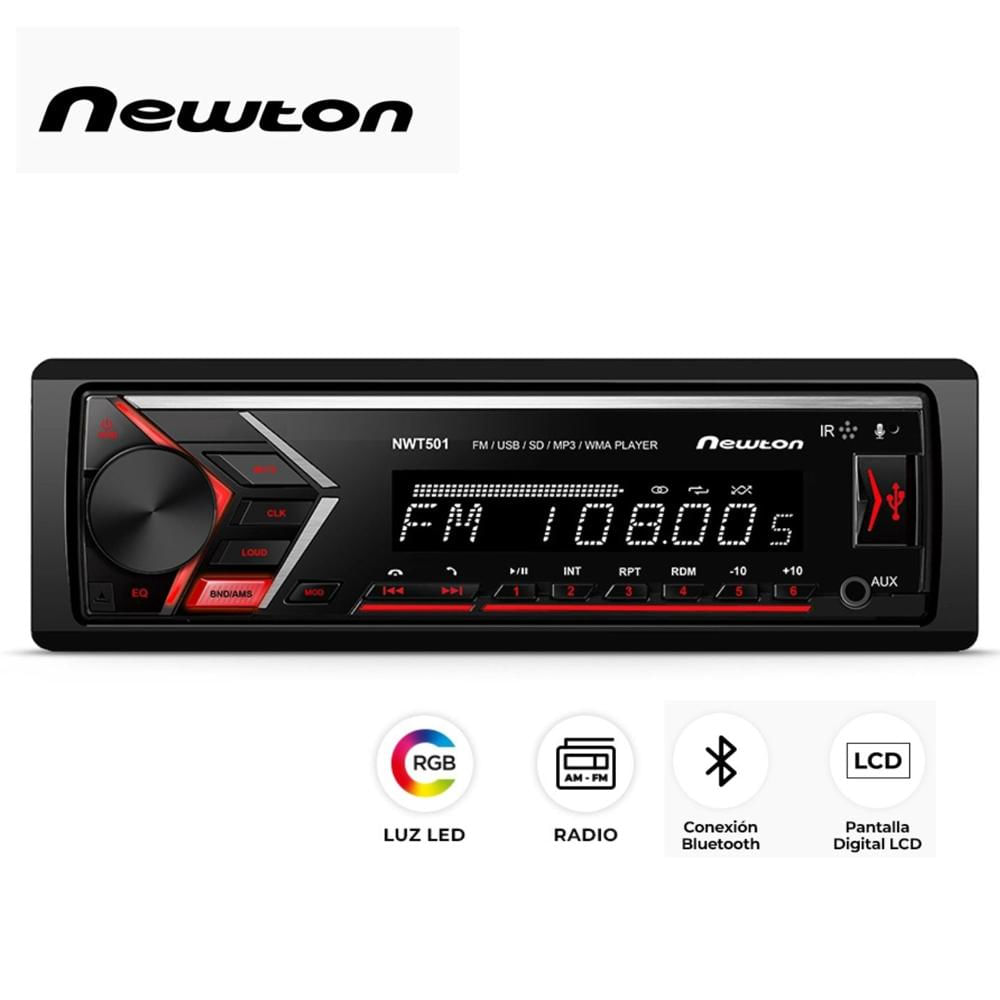 Autoradio Newton MWT 501 Avanty LED de 7 Colores Extraíble FM SD BT