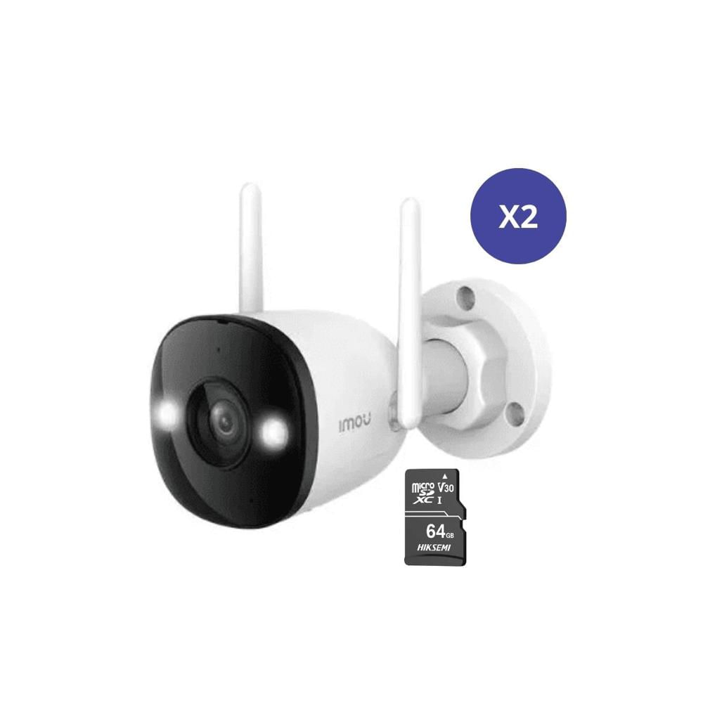 Kit 2 Camara seguridad Wifi IMOU Bullet 3 2K 3MP + Micro SD 64GB Exterior Nocturna Color