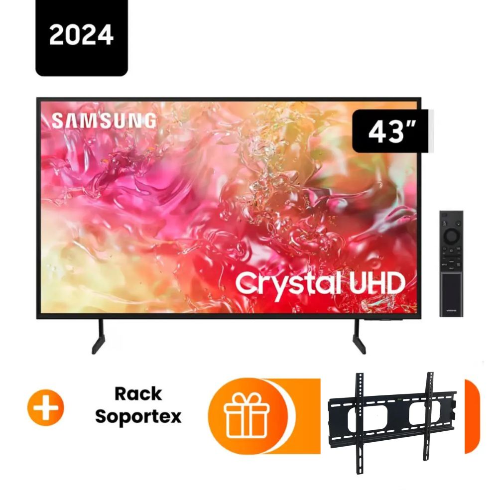 Televisor Samsung 43 Pulg. Crystal Smart TV Tizen UHD 4K UN43DU7000GXPE INCLUYE ack Fijo