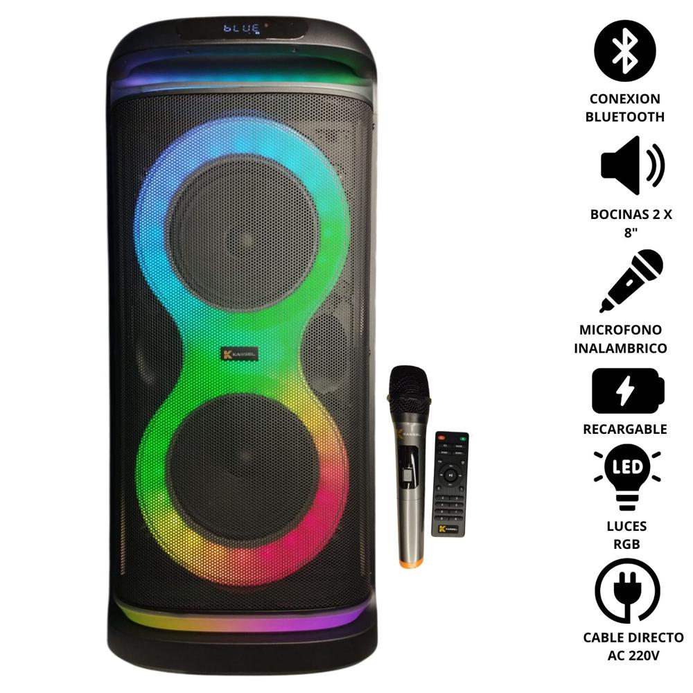 Parlante Portátil KASSEL K2818 USB BT TWS MICROFONO RGB