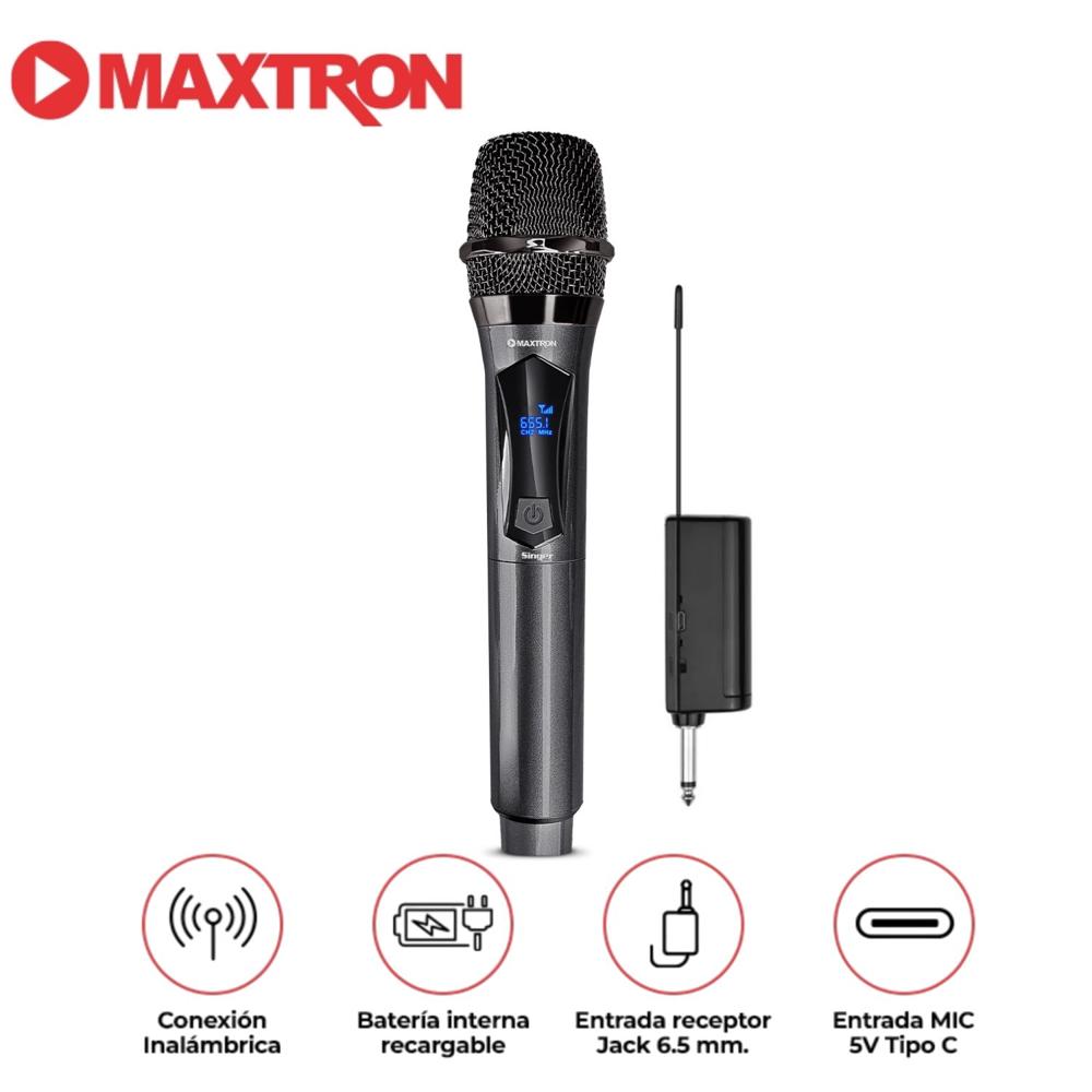 Micrófono Inalámbrico Recargable Maxtron MX 708WL Singer Compatible Equipos de Sonido