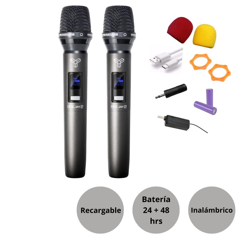 Micrófono Inalámbrico Dual DEEJAY 2 TRK M9632 VHF Recargable duración de 24 a 48 horas