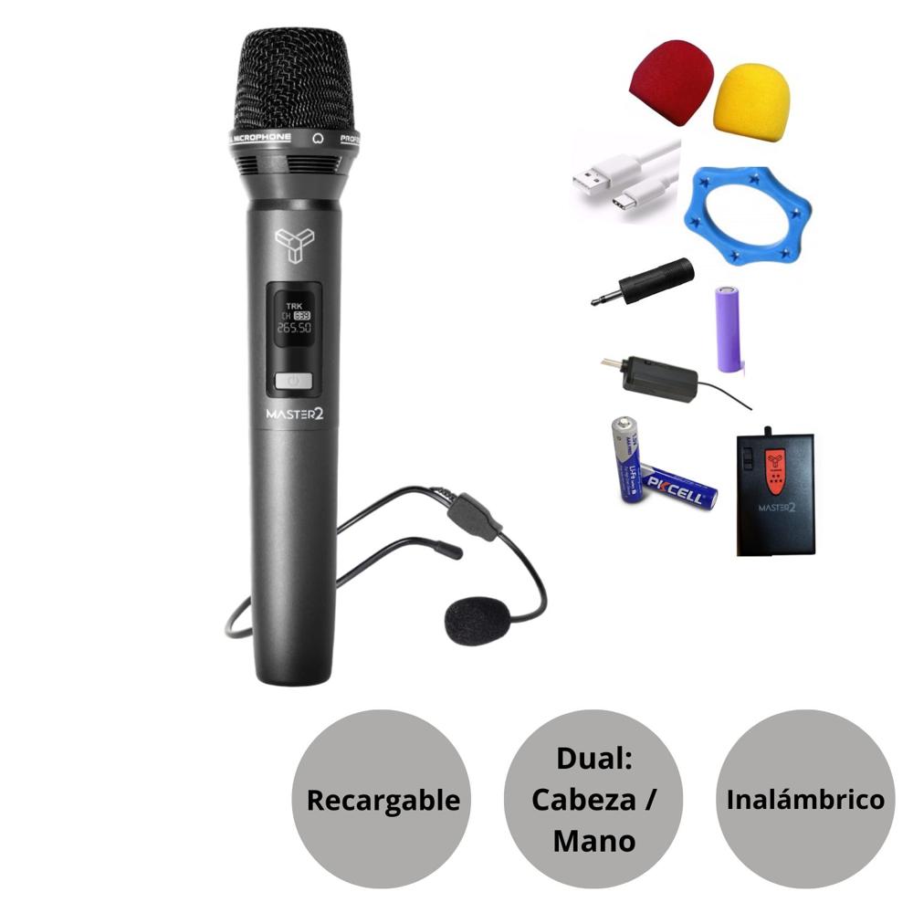 Micrófono Inalámbrico Vincha y Mano MASTER 2 TRK M639 VHF Recargable