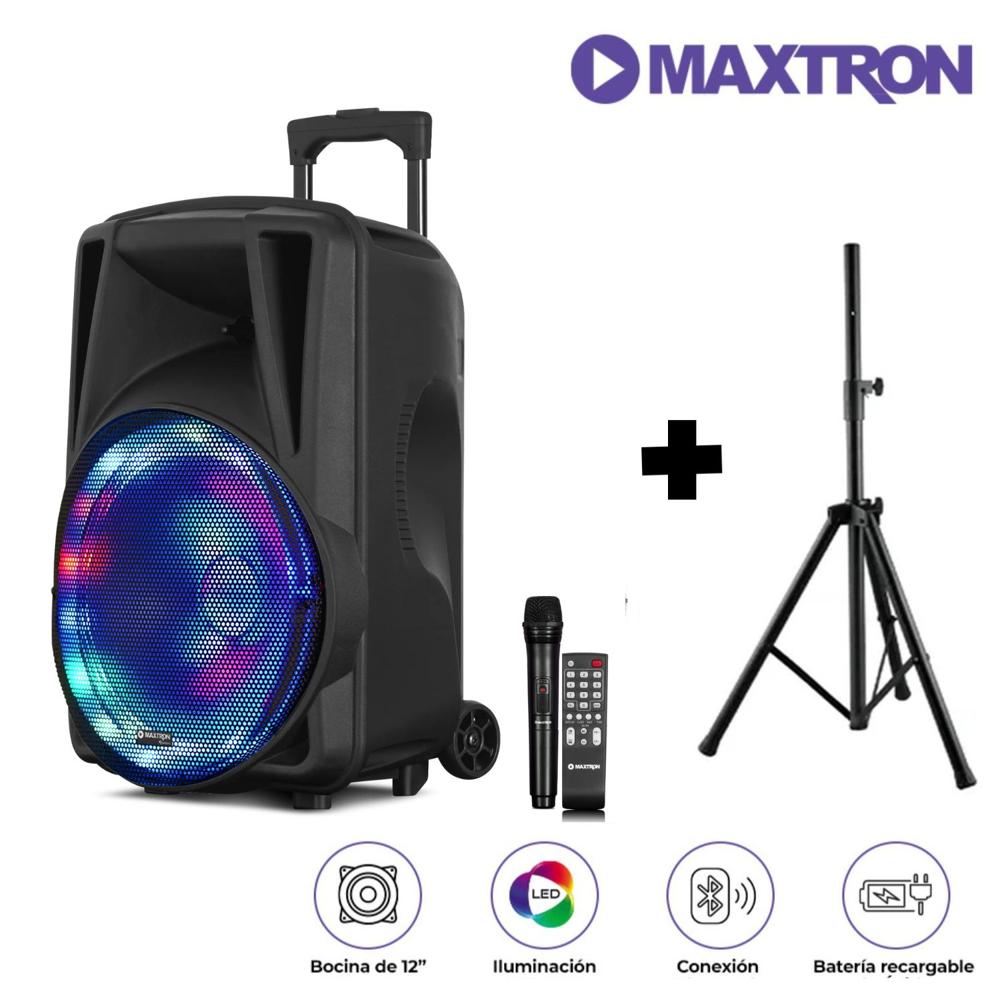 Parlante Maxtron AVALON MX113-V BT USB iluminación LED recargable con trípode