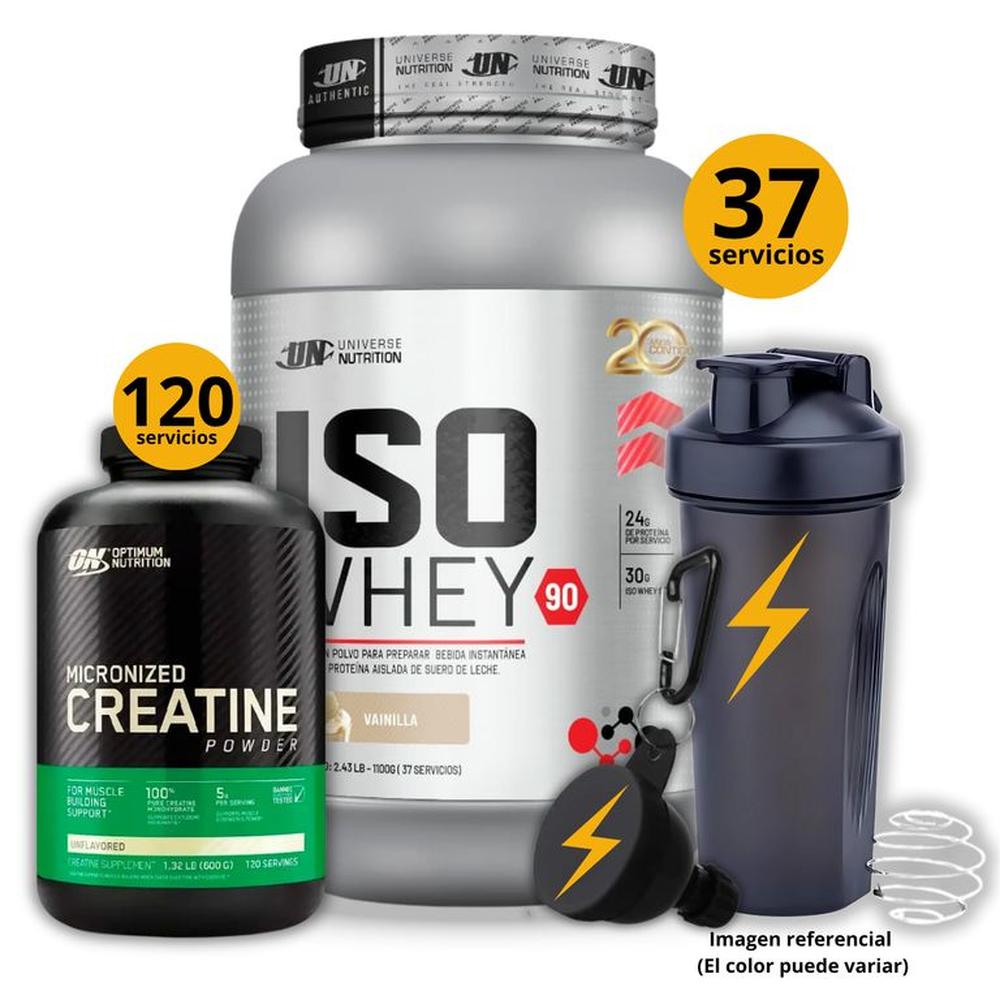 PROTEINA ISO WHEY 90 DE 1KG VAINILLA + CREATINA OPTIMUM NUTRITION 600GR + REGALOS Gris PROTEINA ISO WHEY 90 DE 1KG VAINILLA + CREATINA OPTIMUM NUTRITION 600GR + REGALOS Gris