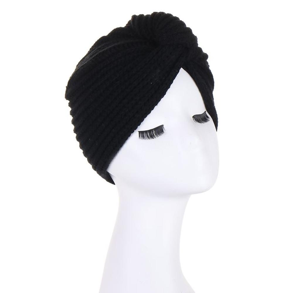 Turbante Beanie negro Tejido de Lana para niña 5 - 10 años