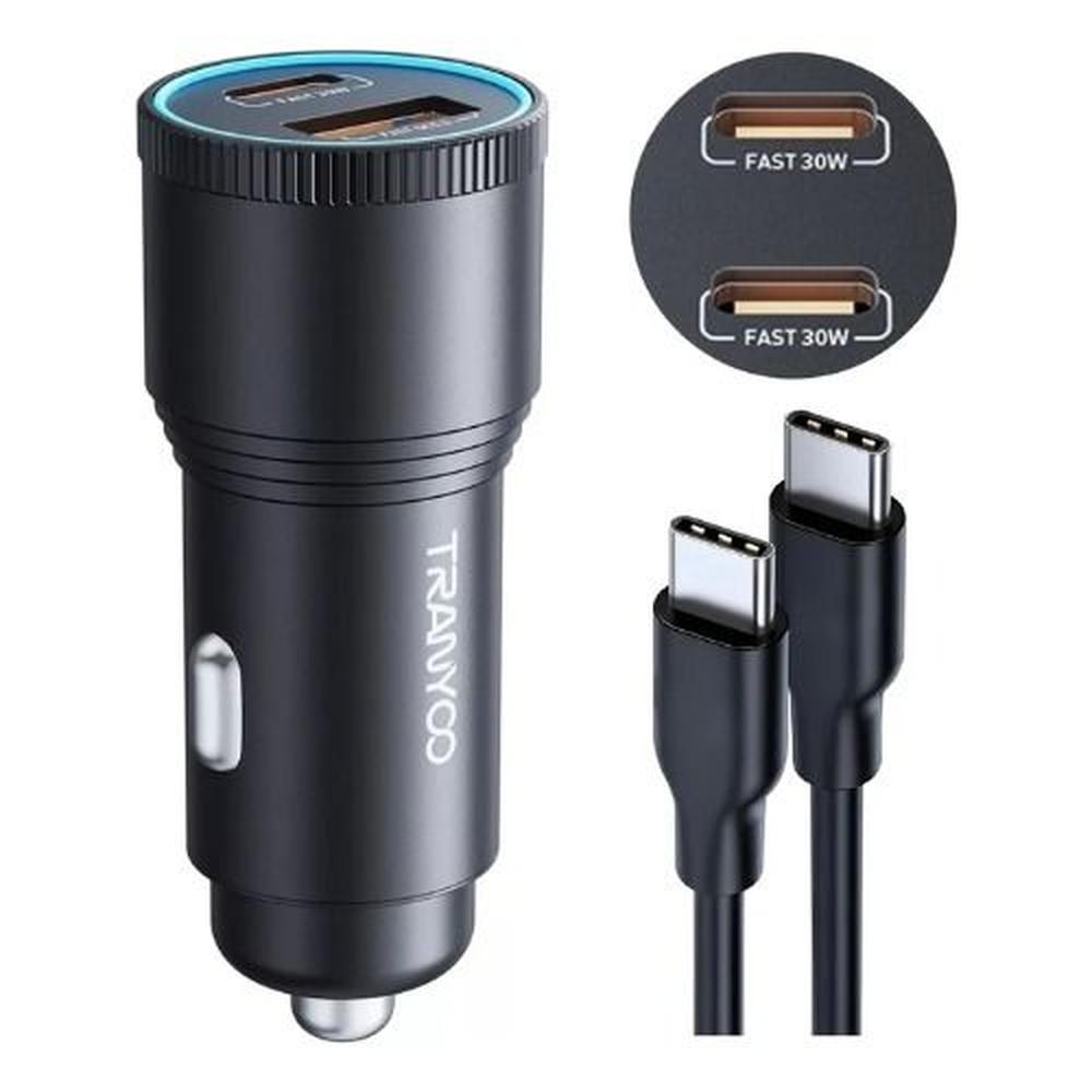 Cargador Auto Tranyoo 60w Doble Puerto Tipo C Rápido