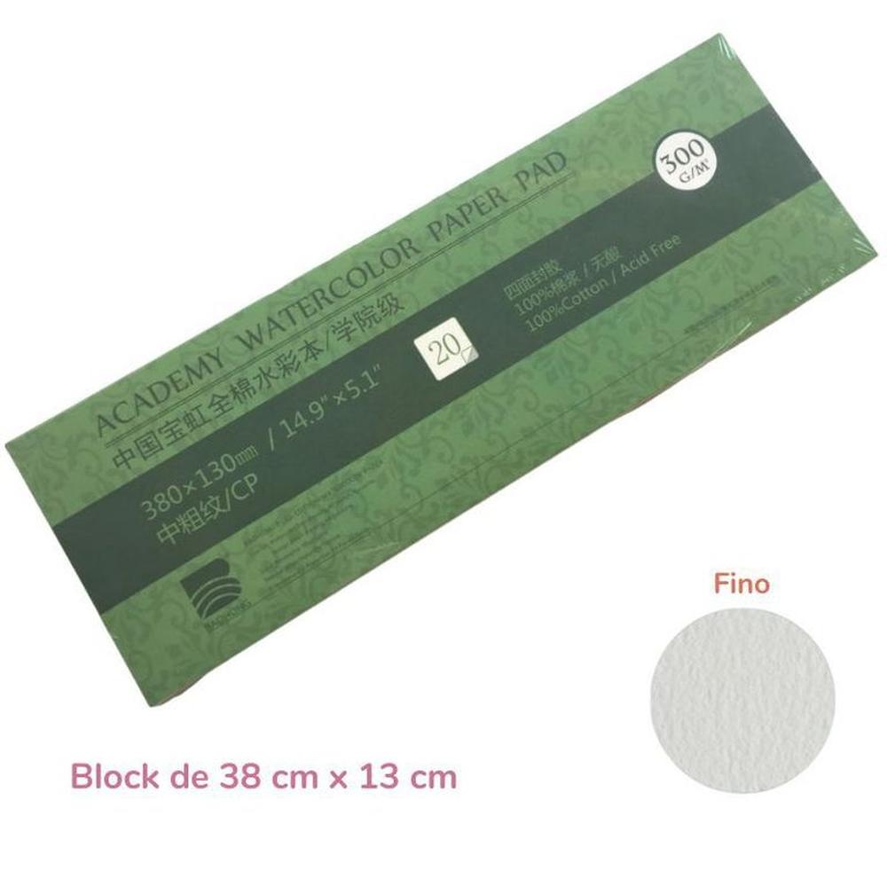 Baohong Papel de acuarela - ACADÉMICO - Grano Fino- 38x13 cm Blanco