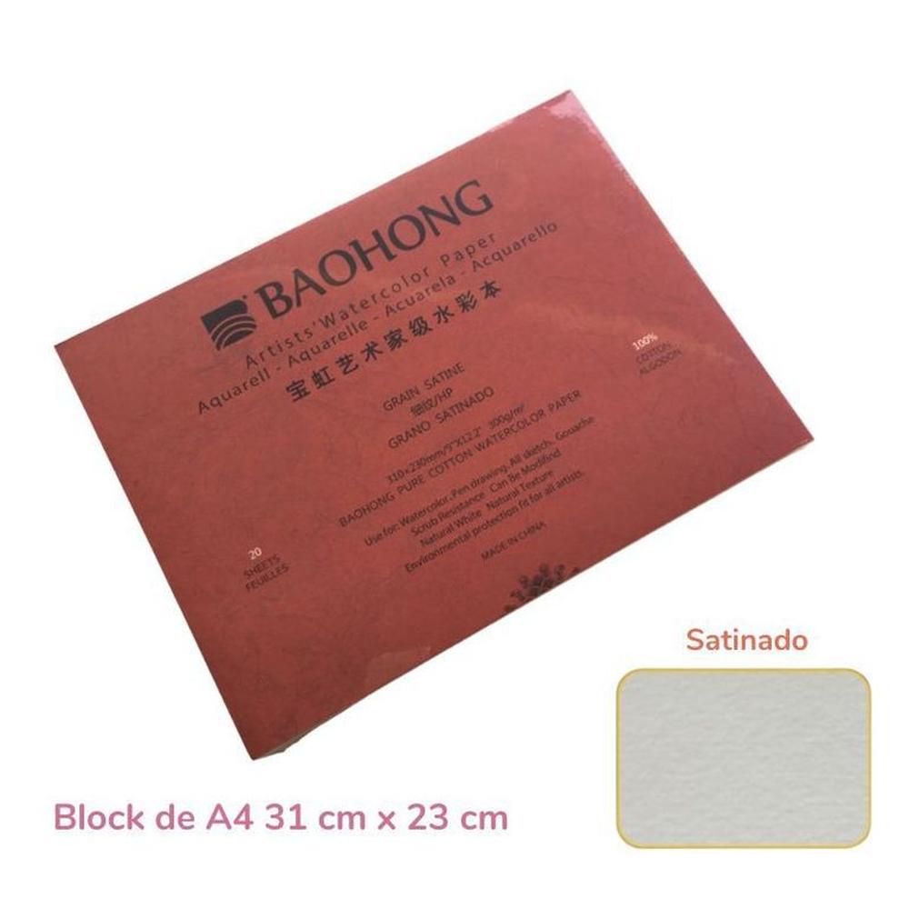 Baohong Papel de acuarela ARTIST Grano Satinado A4 31x23 cm Blanco