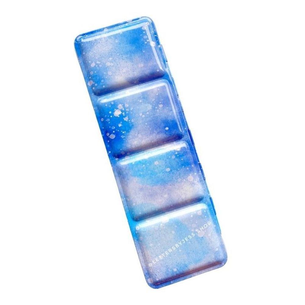 Estuche vacío para acuarelas con soporte de metal - mediano - azul texturado Multicolor