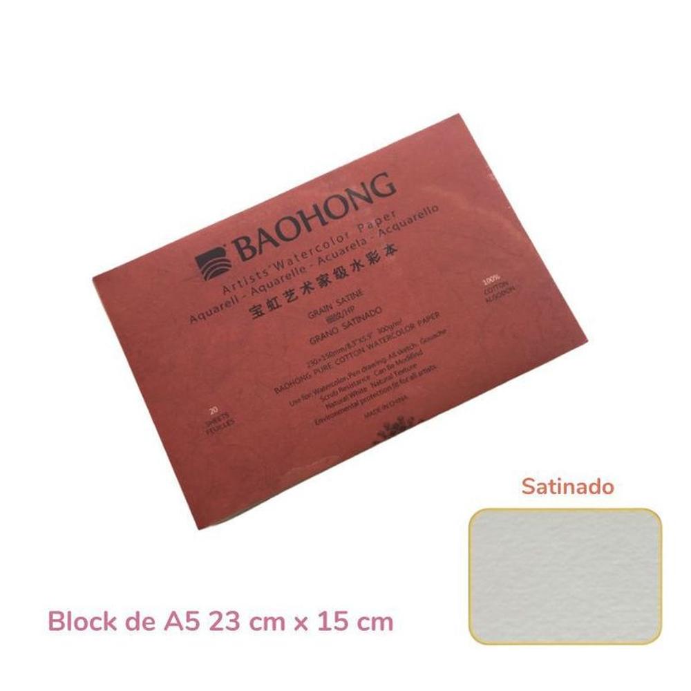 Baohong Papel de acuarela ARTIST Grano Satinado A5 23x15 cm Blanco