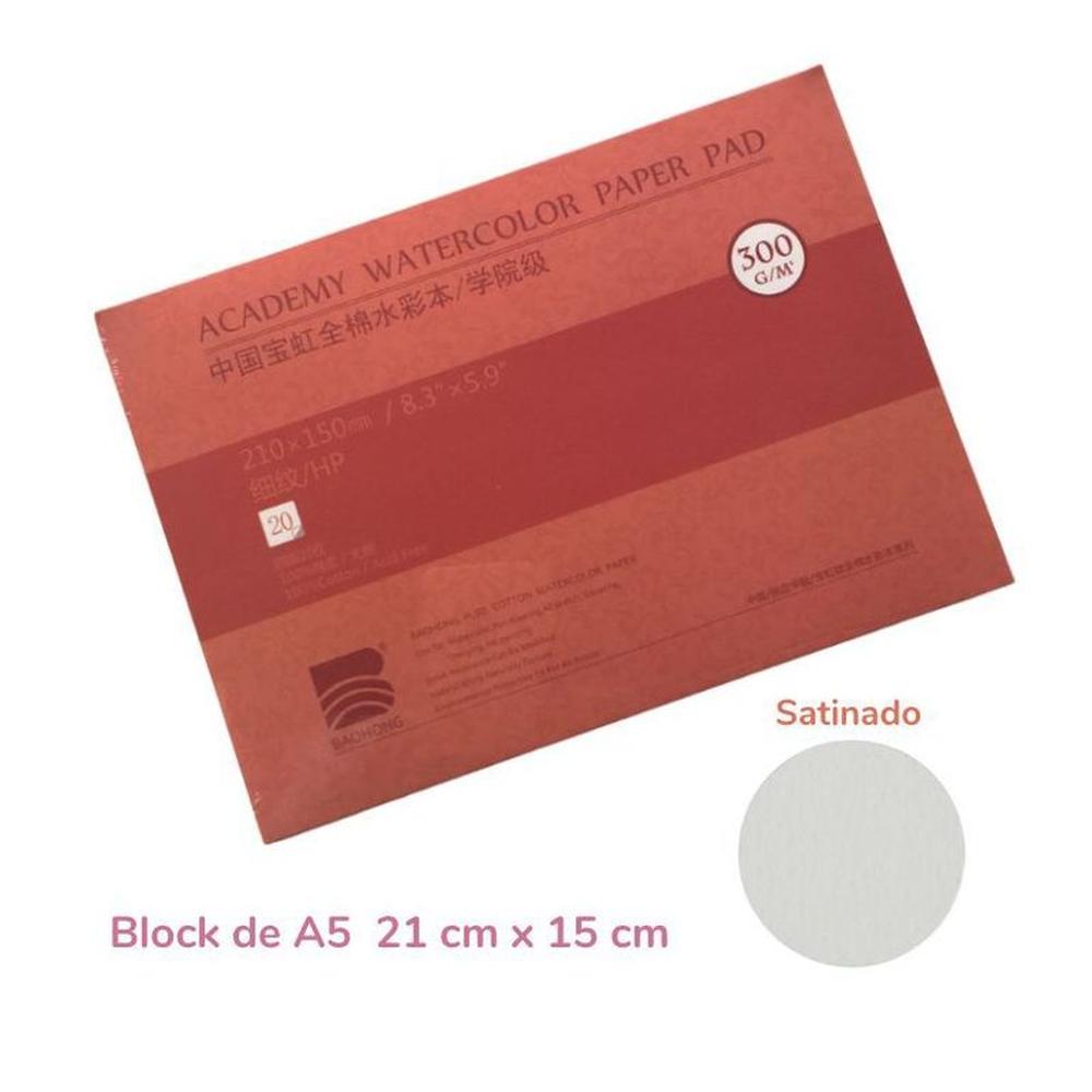Baohong Papel de acuarela ACADÉMICO Grano Satinado 21x15 cm Blanco