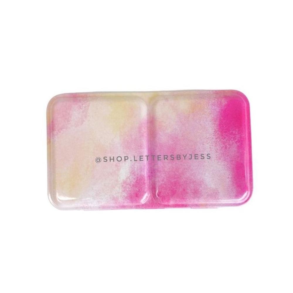 Estuche vacío para acuarelas (metal) - pequeño + 12 godets - Rosa amarillo Multicolor