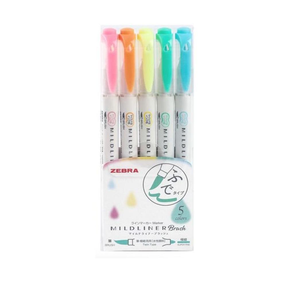 Zebra Mildliner Brush Pen - Fluorescent set Multicolor