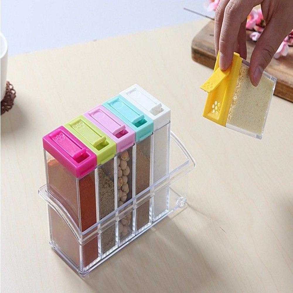 Set x 6 Condimenteros Transparentes Con Tapa - Varios Colores