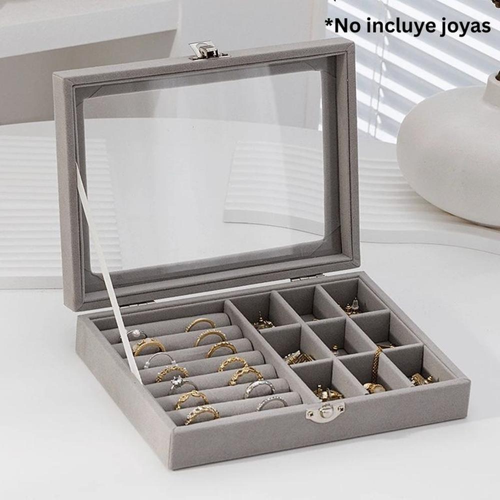 Joyero Multifuncional Premium Con Tapa y Broche - Color Gris