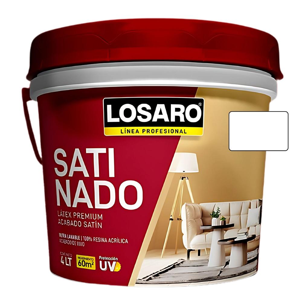 Pintura Látex Premium Satinado Losaro 4L Blanco - Anti hongos