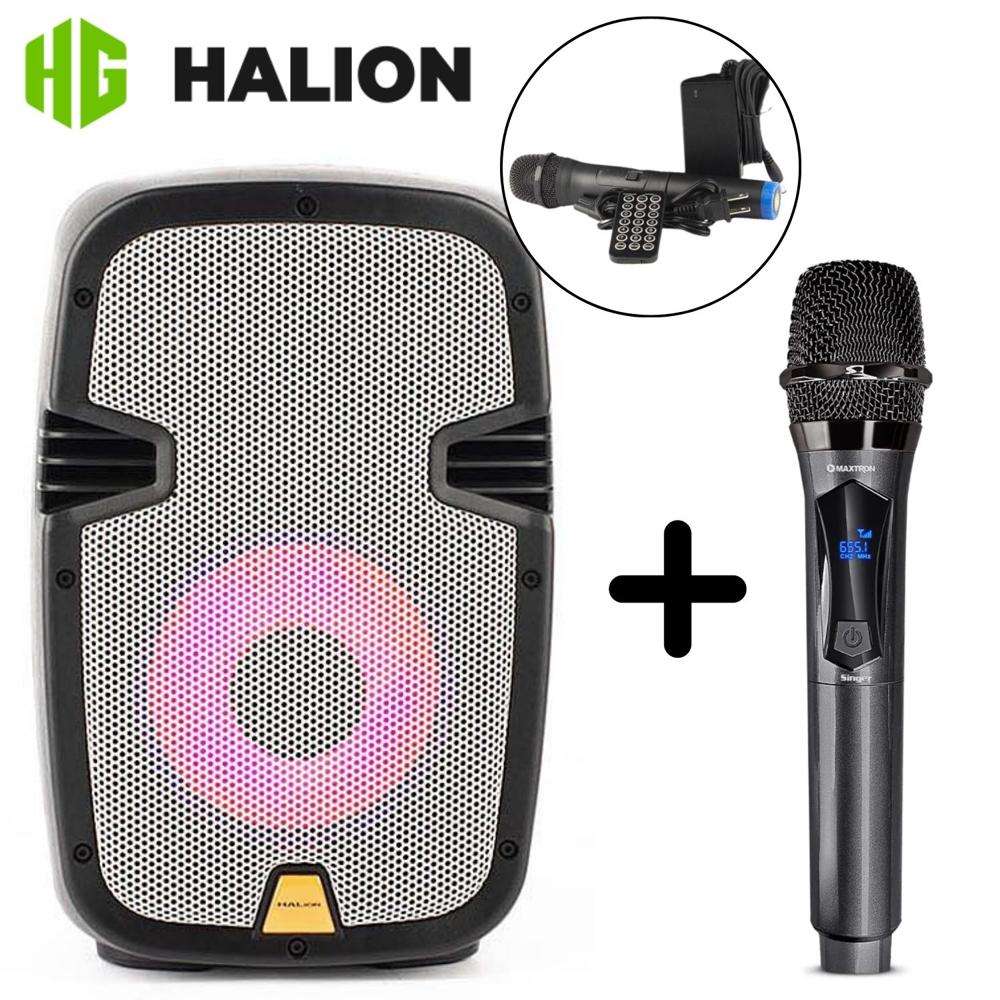 Parlante Halion PHA-8MB + Micrófono Singer MX-708 WL