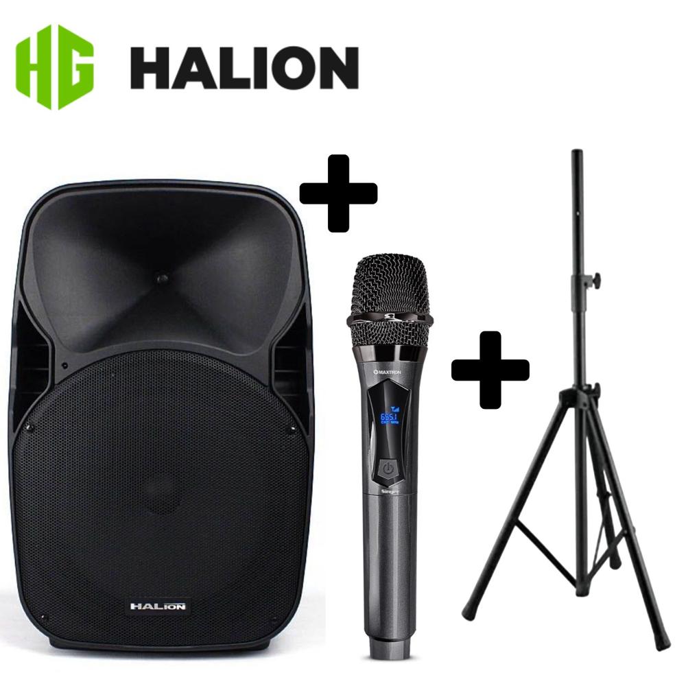 Parlante Halion PHA-15AL + Micrófono Singer MX-708 WL + SOPORTE